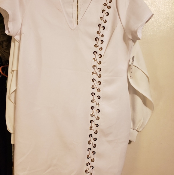 NWT White Lace-Up Side Grommet Dress - Picture 5 of 5